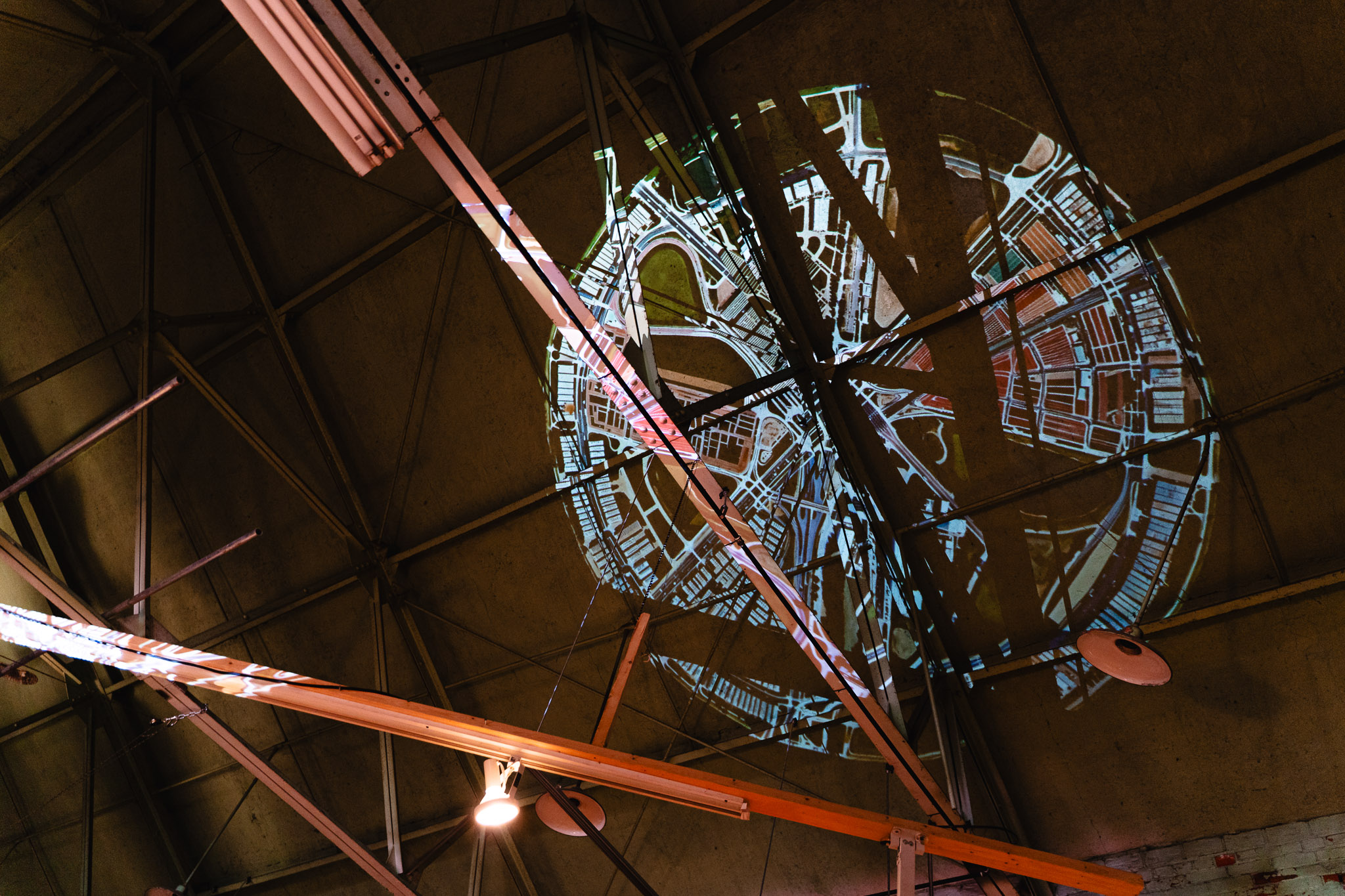 Experimance ceiling video projection at Factory Media Centre