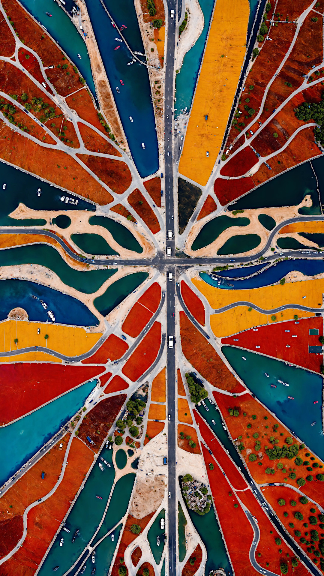 Experimance print by Ryan Kelln showing AI-generated crossroads imagery blending nature and technology
