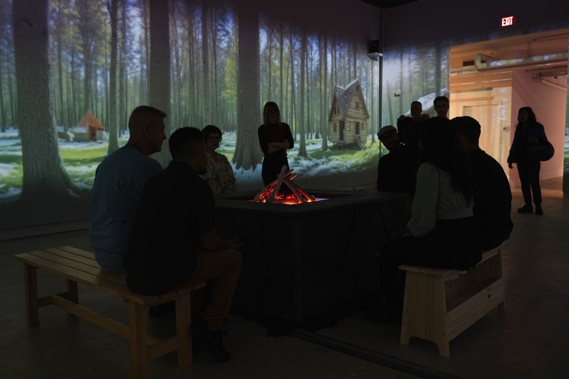 Feed the Fires cabin scene created by AI storytelling technology