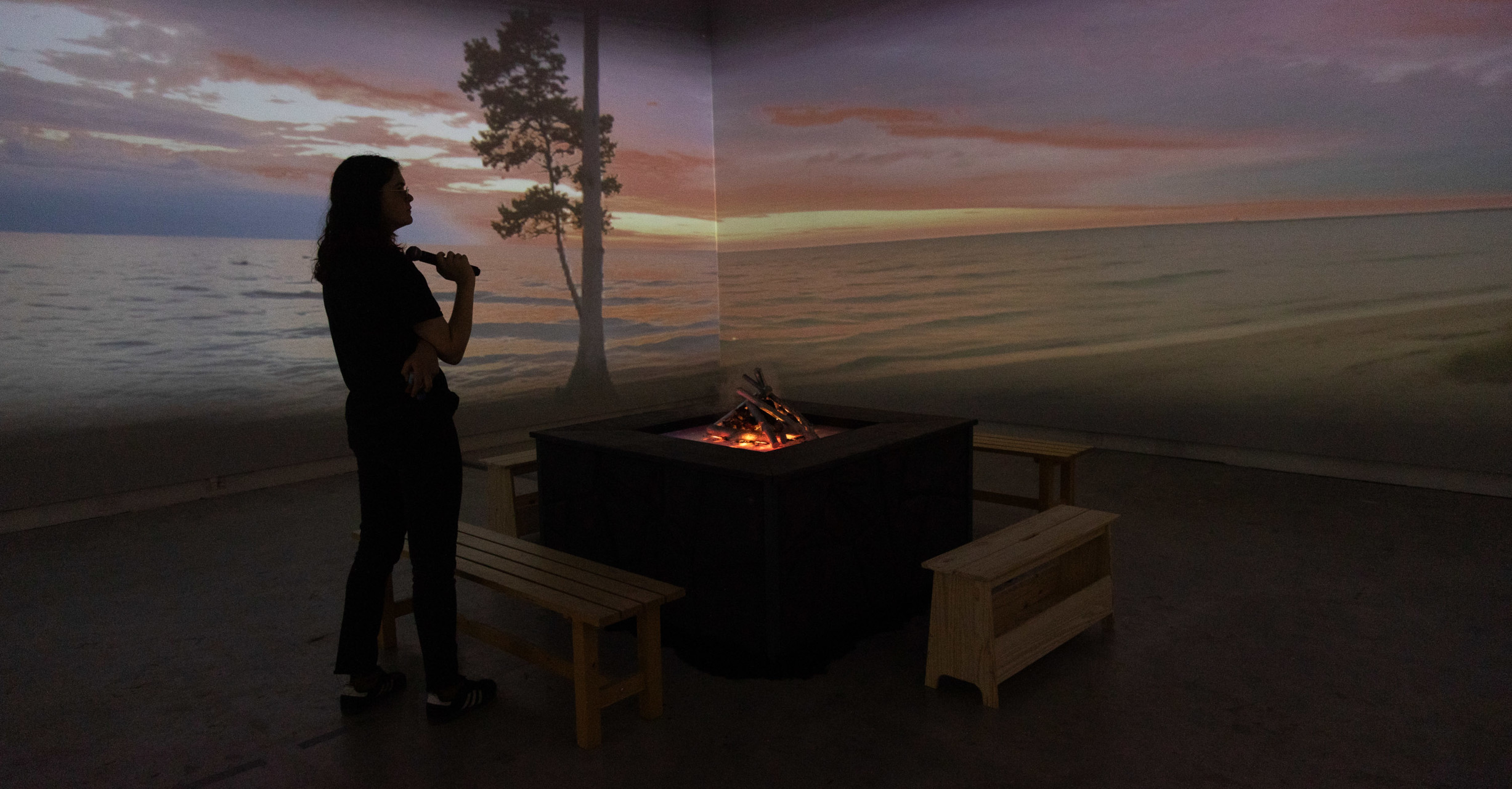 Feed the Fires lake scene generated by AI in response to visitor stories