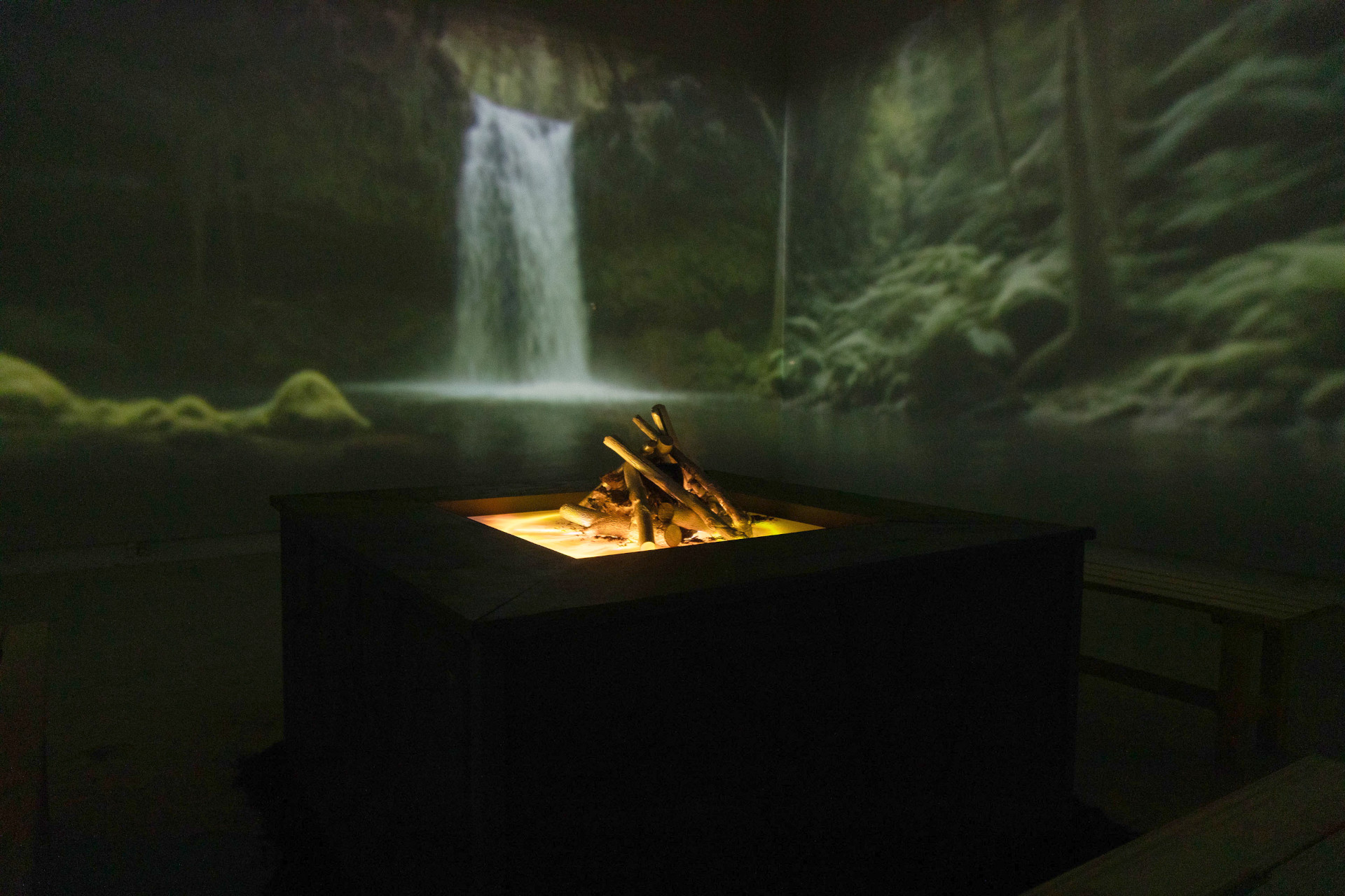 Feed the Fires waterfall scene generated by AI storytelling technology